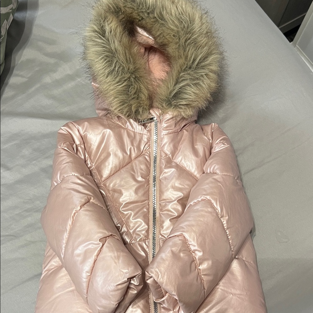 Sam Edelman Blush Pink Coat with Faux Fur Trim